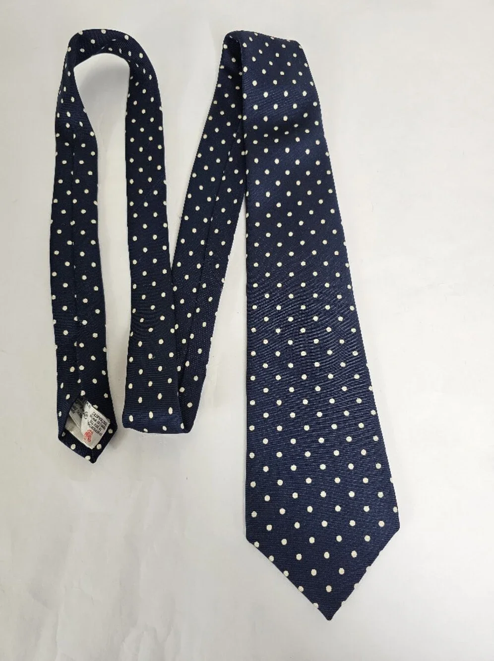 Turnbull & Asser Navy Cream Polka Dot 100% Silk Tie British Luxury - Picture 7 of 7